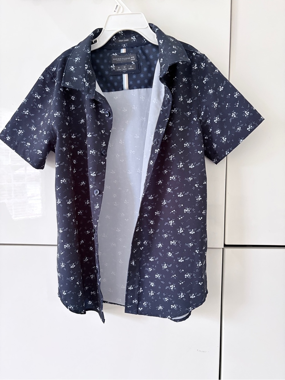 Short sleeve button-up shirt from Denim & Flower, Boys size 9-10